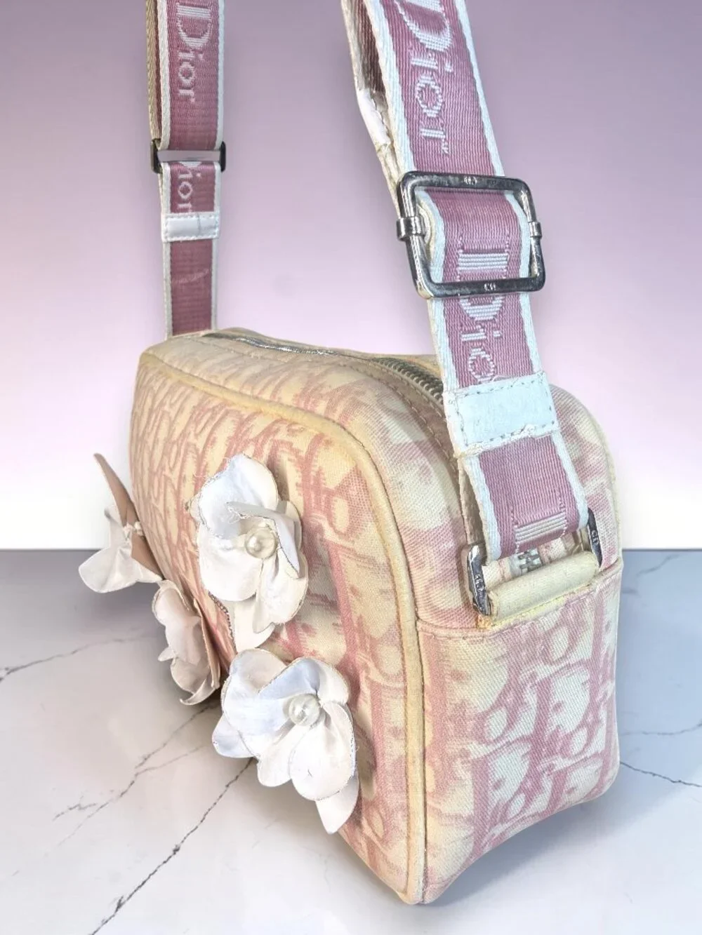 Christian Dior Vintage Y2K Girly No. 1 Trotter Monogram Flower Bag with COA